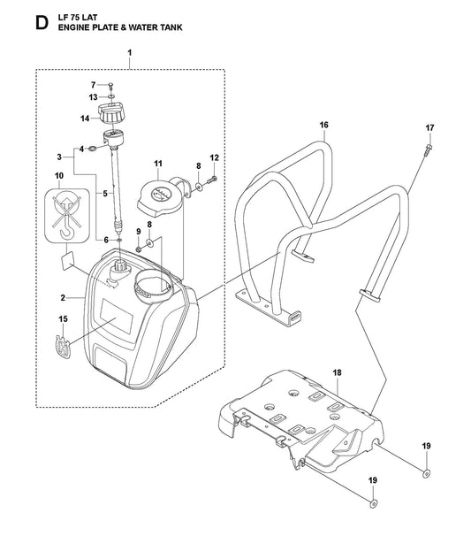 Engine Plate And Water Tank Parts For LF 75 LAT By Husqvarna