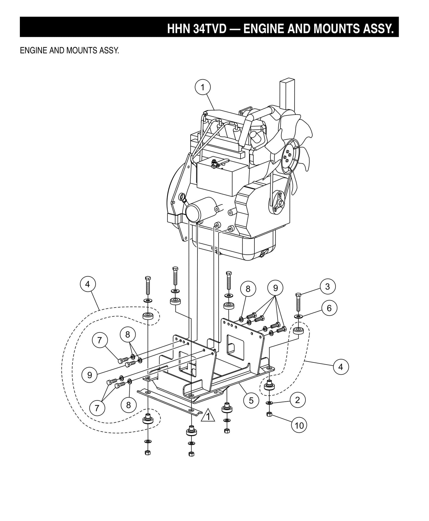 HHN-34TVD Engine and Mounts Assembly