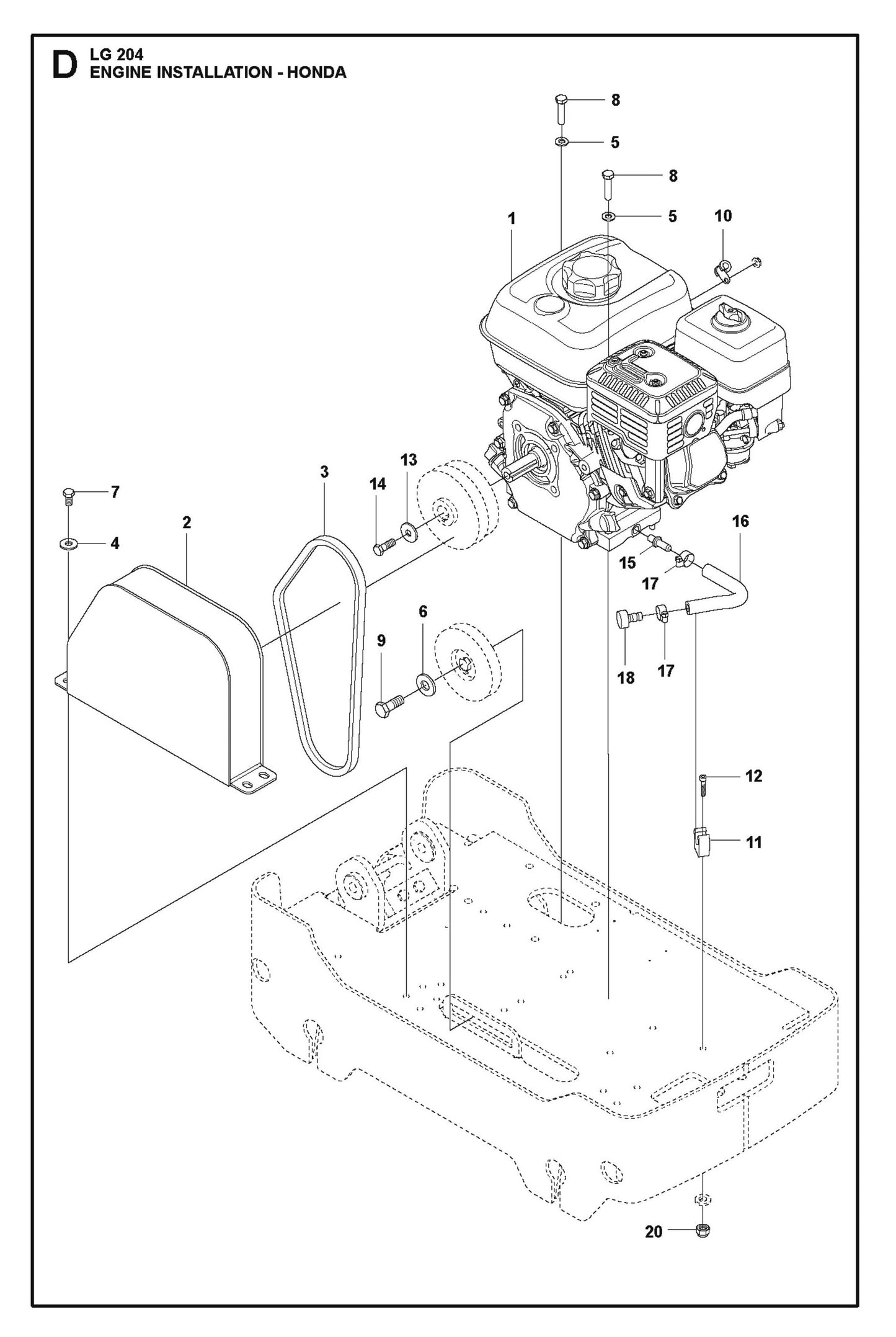 Engine Installation-Honda Parts For LG 204 Petrol By Husqvarna
