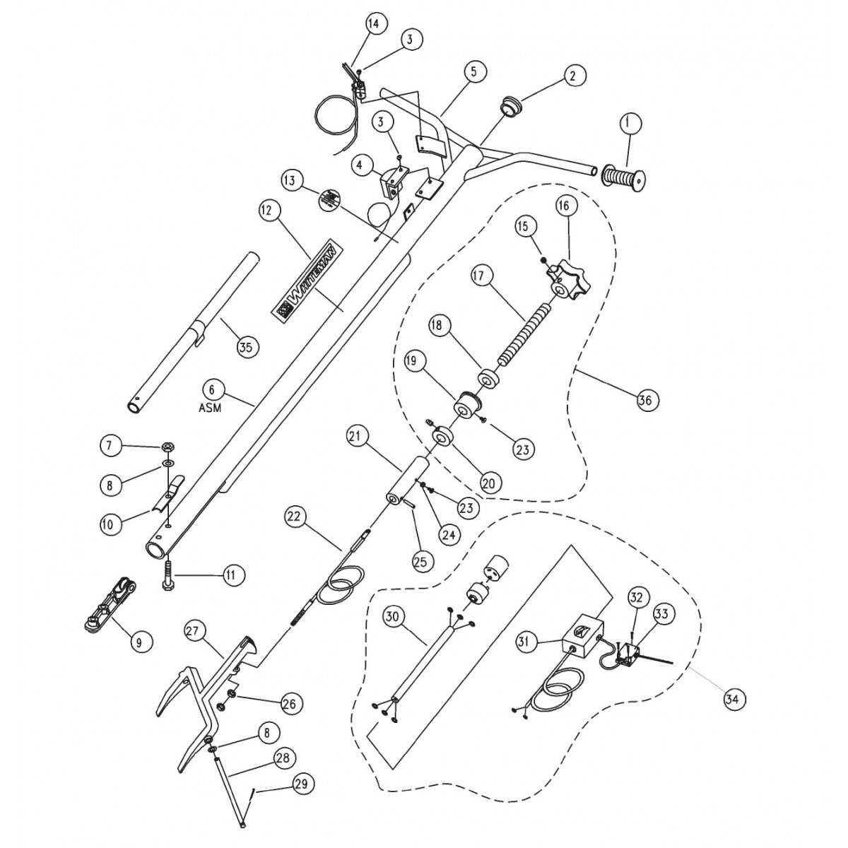 EPOXY/M SERIES Standard Handle Assembly Parts by Multiquip Whiteman