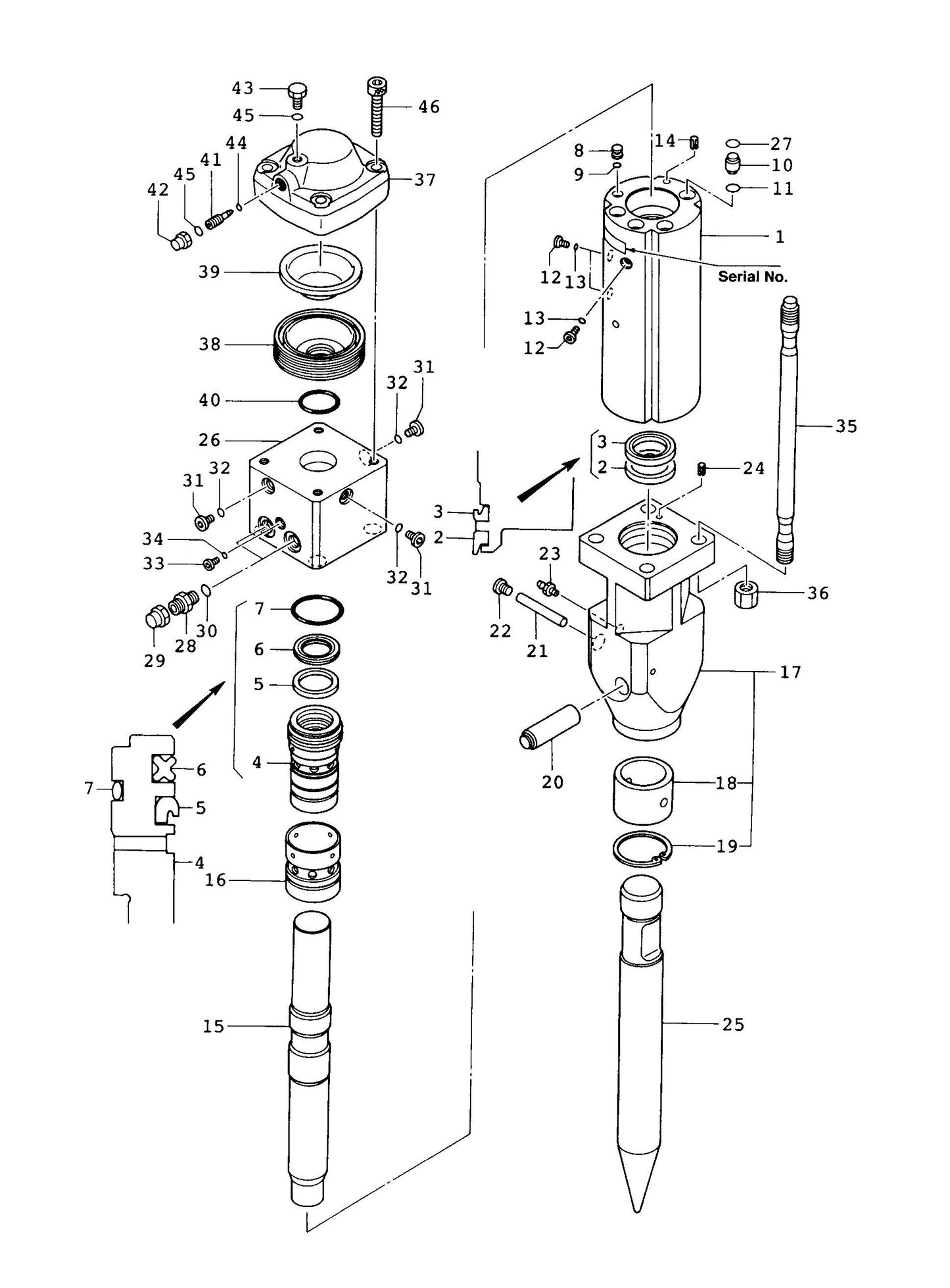 KF4 (Serial No.1001-5000) Hydraram Parts Breakdown Assembly Parts