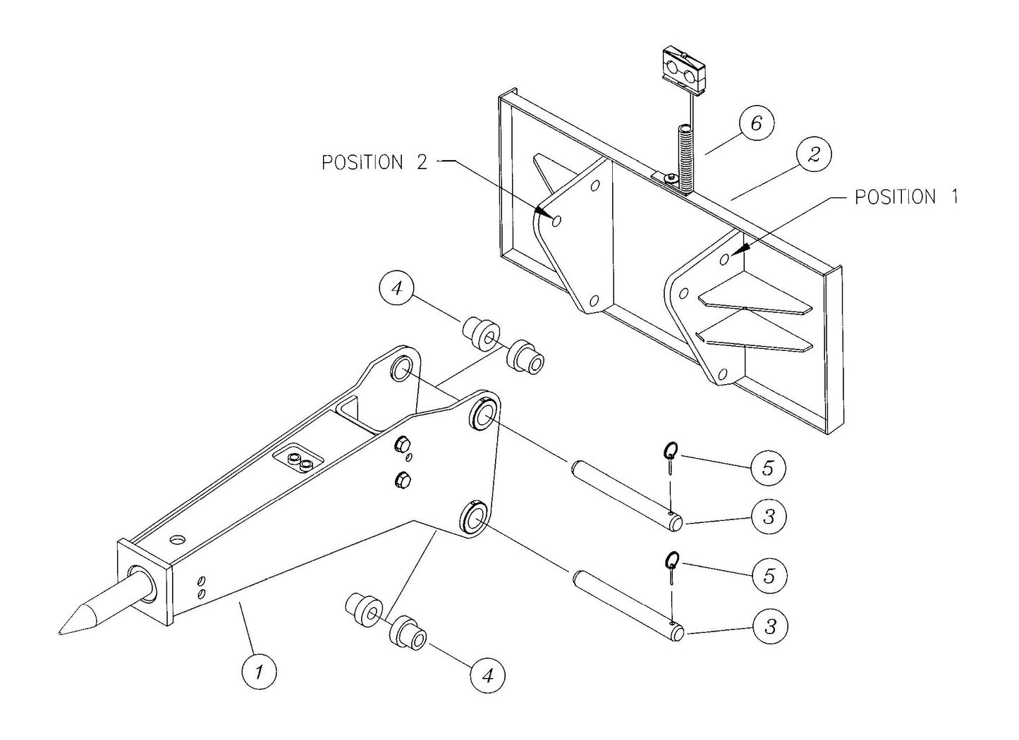 KF4 (Serial No.1001-5000) Two-Position (Pin-On) Quick Attach Bracket Assembly Parts