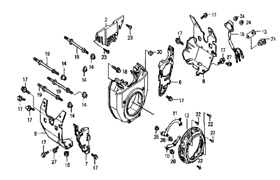 GA97HE GA9.7HE—HONDA GX610K1VD/U1VD ENGINE —Fan Cover Assembly Parts By Multiquip