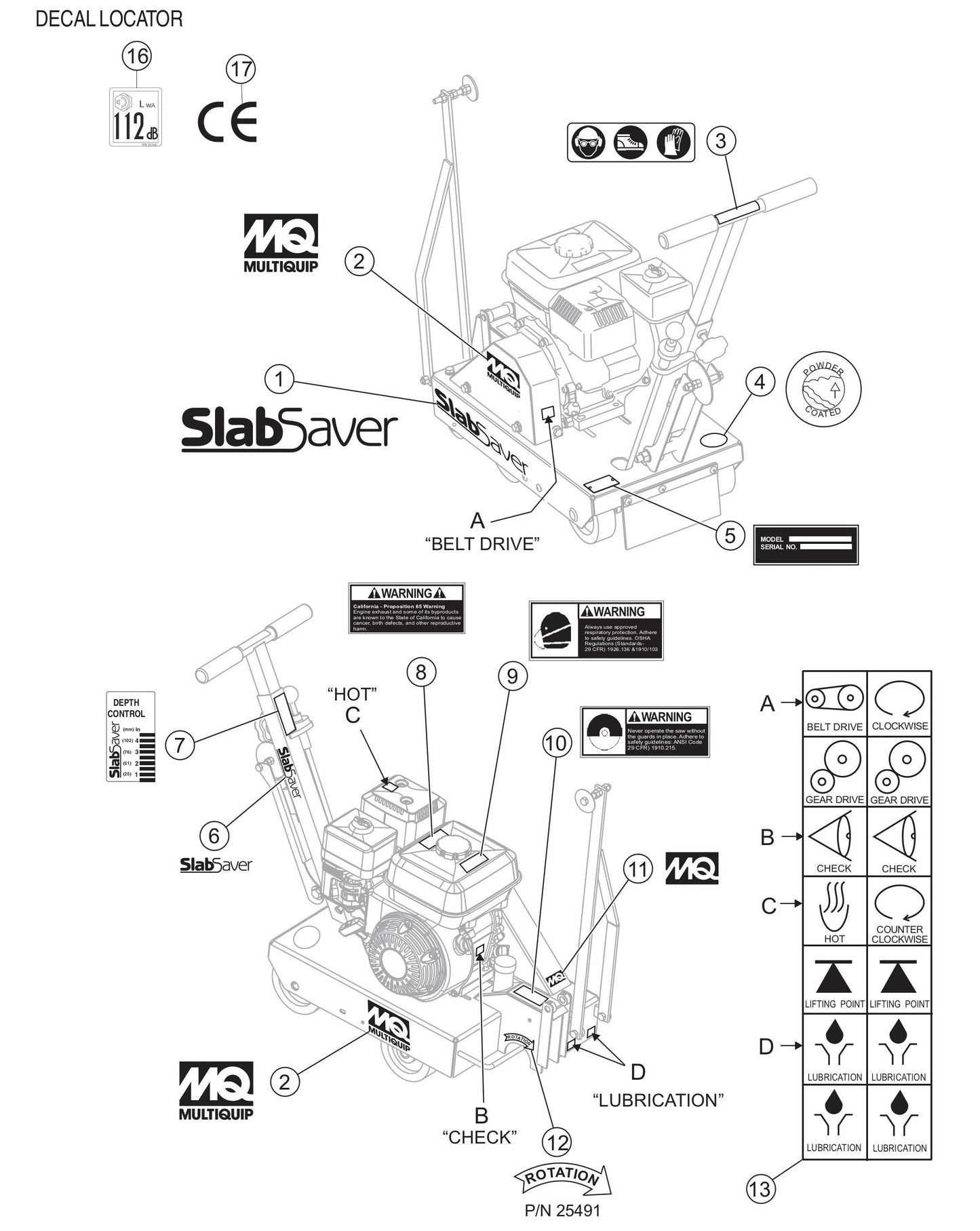 Decal Locator Assembly Parts For FCG1-6HA Series by Multiquip