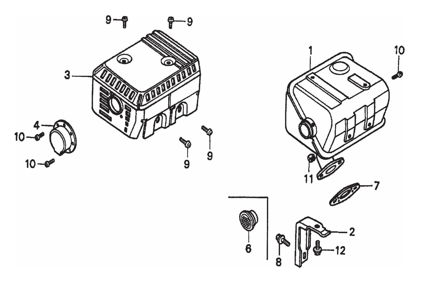 HONDA GX200QXC9 Muffler Assembly Parts For FCG1-6HA Series by Multiquip