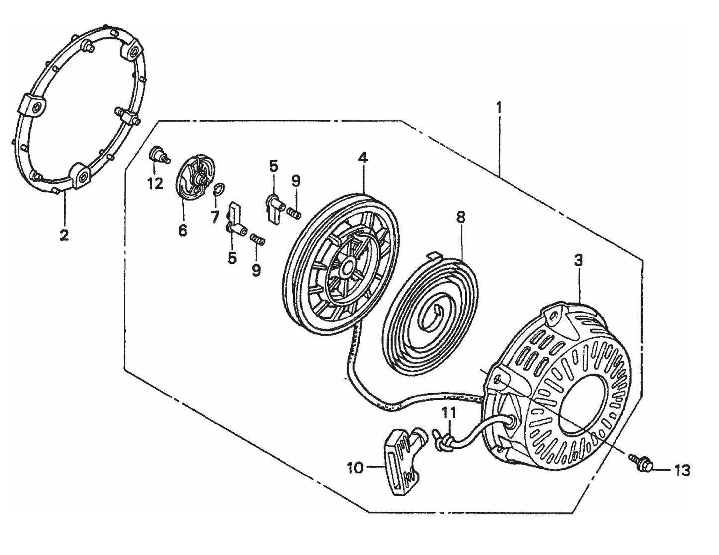 HONDA GX200QXC9 Recoil Starter Assembly Parts For FCG1-6HA Series by Multiquip