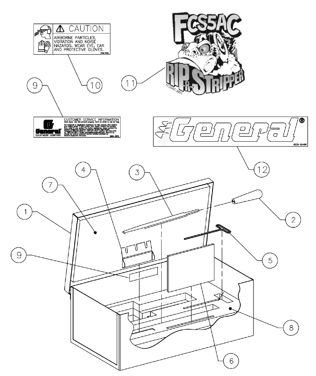 FCS5AC Floor Covering Scrapper Tool Box Parts by General Equipment