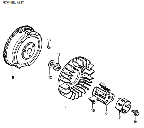 GA97HZ GA-9.7 HZ —HONDA GX610K1 ENGINE — Flywheel Assembly Parts By Multiquip