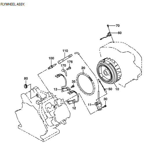 GA-6RE GA-6REA Robin EH-360YS2420 Engine Flywheel Assembly Parts By Multiquip