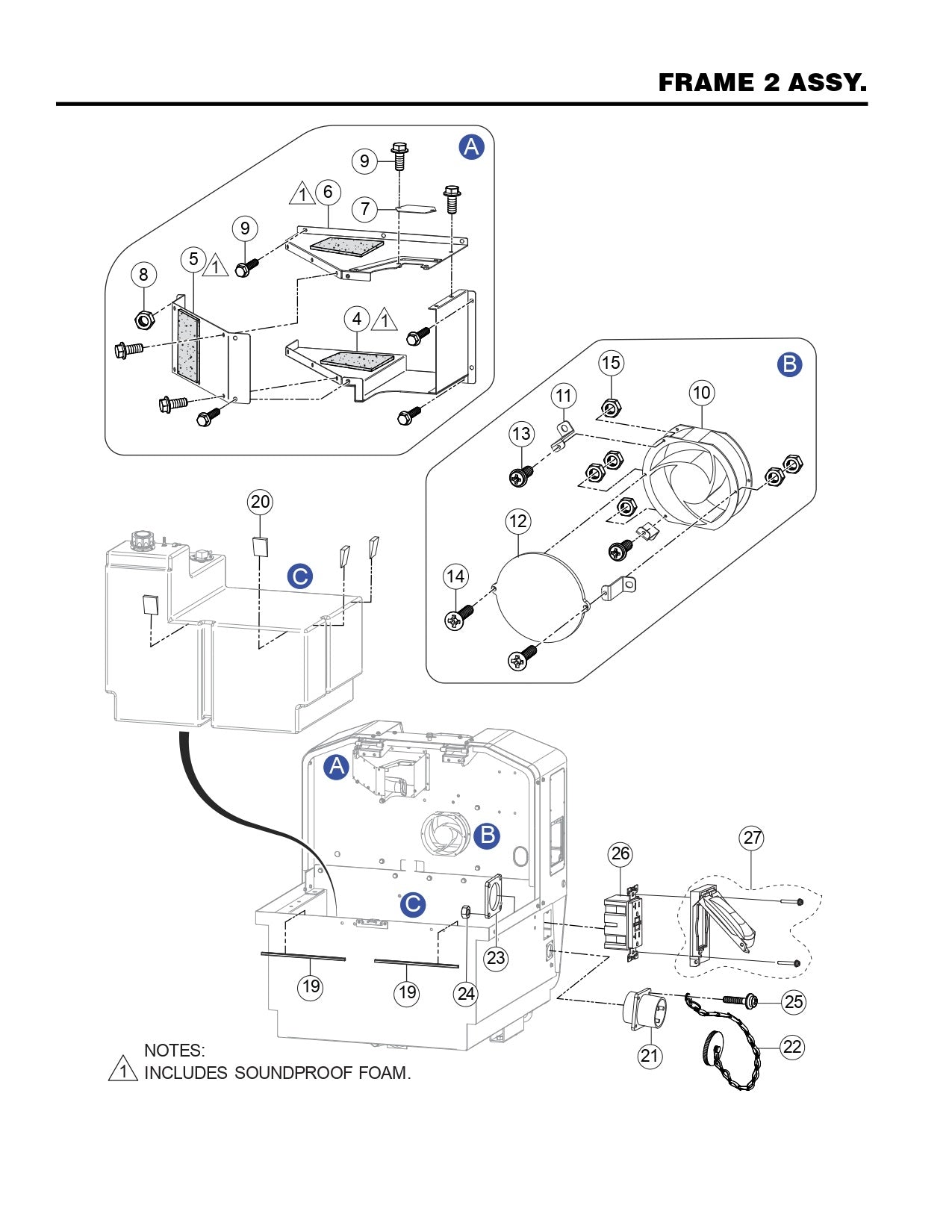 GBX GloBug Lighting System Frame 2 Assembly Parts by Multiquip