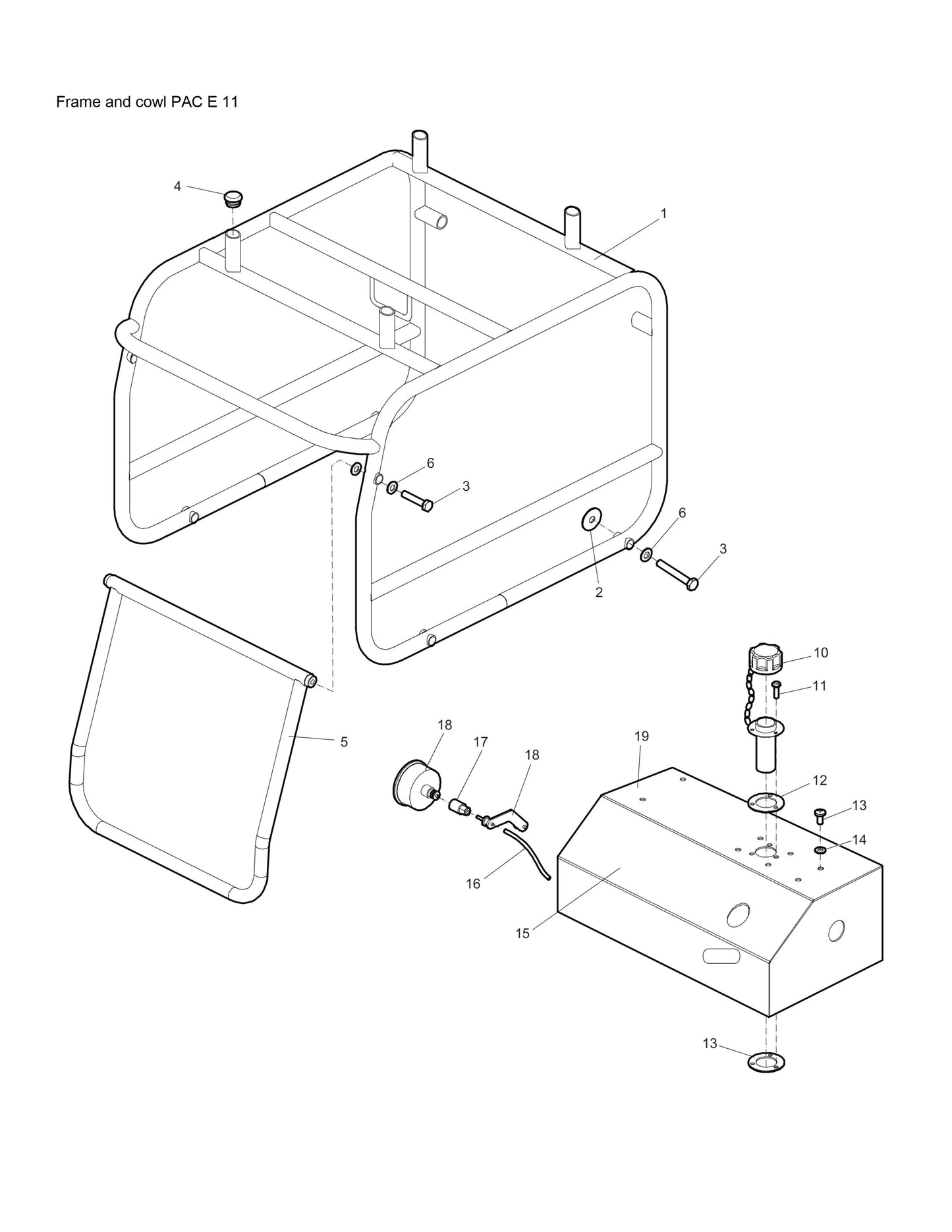 PAC E 11 Hydraulic Power pack Frame And Cowl Assembly Parts By Chicago Pneumatics