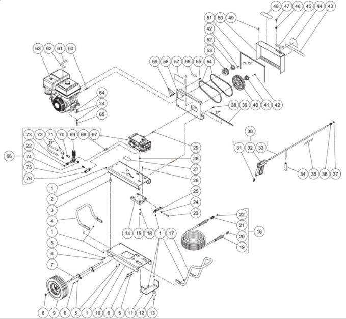 CBA-3504-1MGH (sn:0-10733131), CBA-3504-1MHB (sn:10731627-10733131) Frame Assembly Parts by Mi-T-M