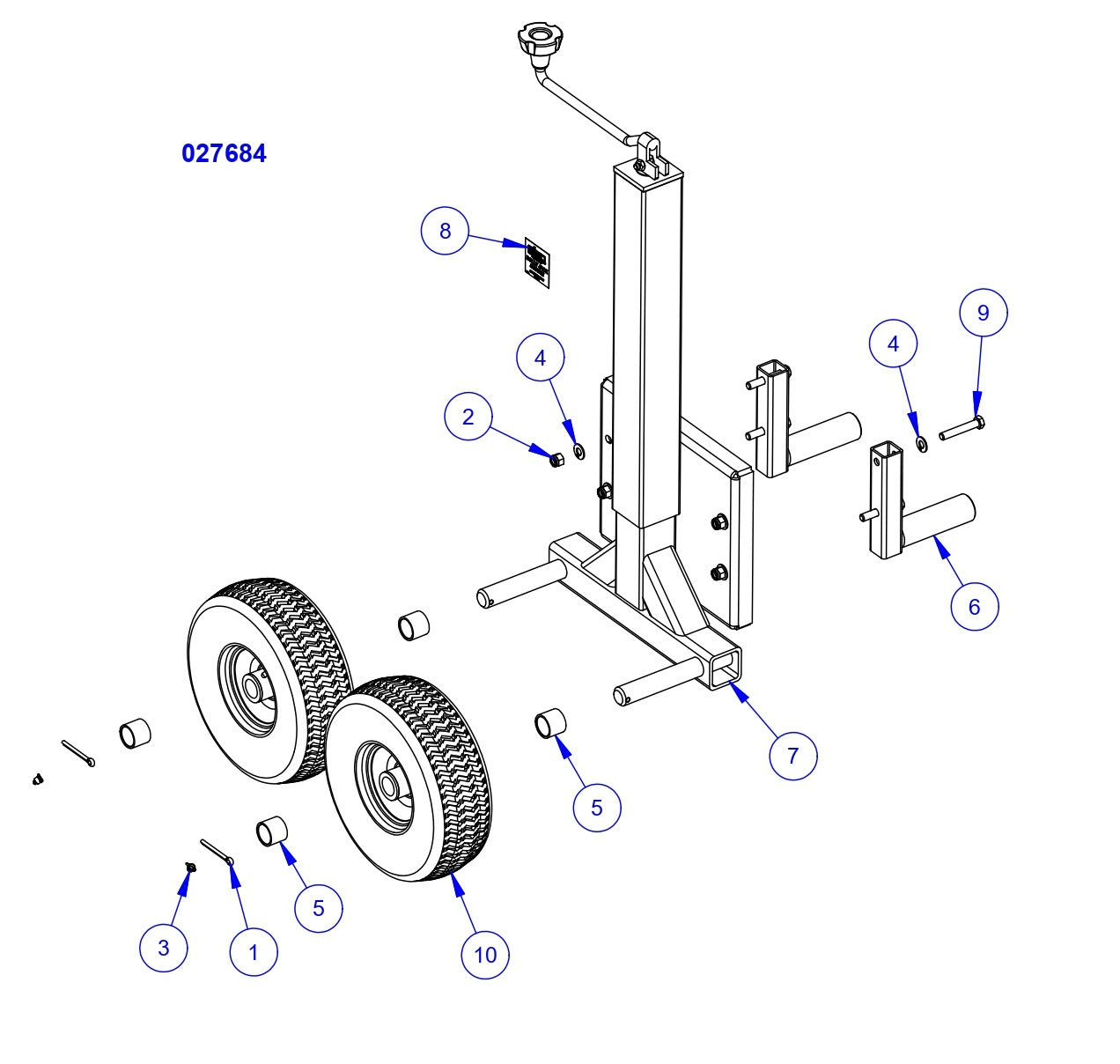 HP205 High Performance Riders Front Dolly Jack Assembly Parts by Allen Engineering