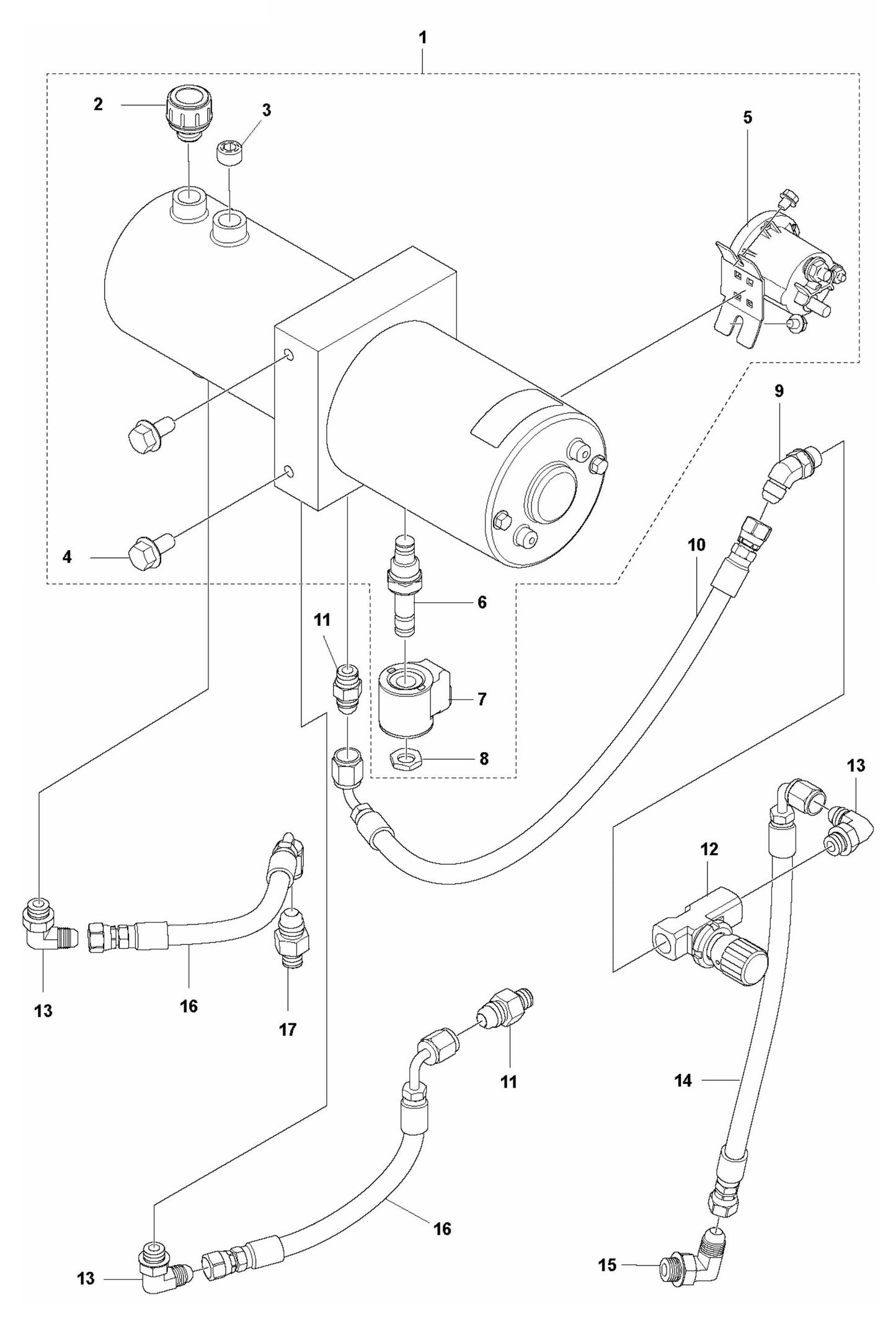 FS3500G Hydraulic System Assembly Parts by Husqvarna