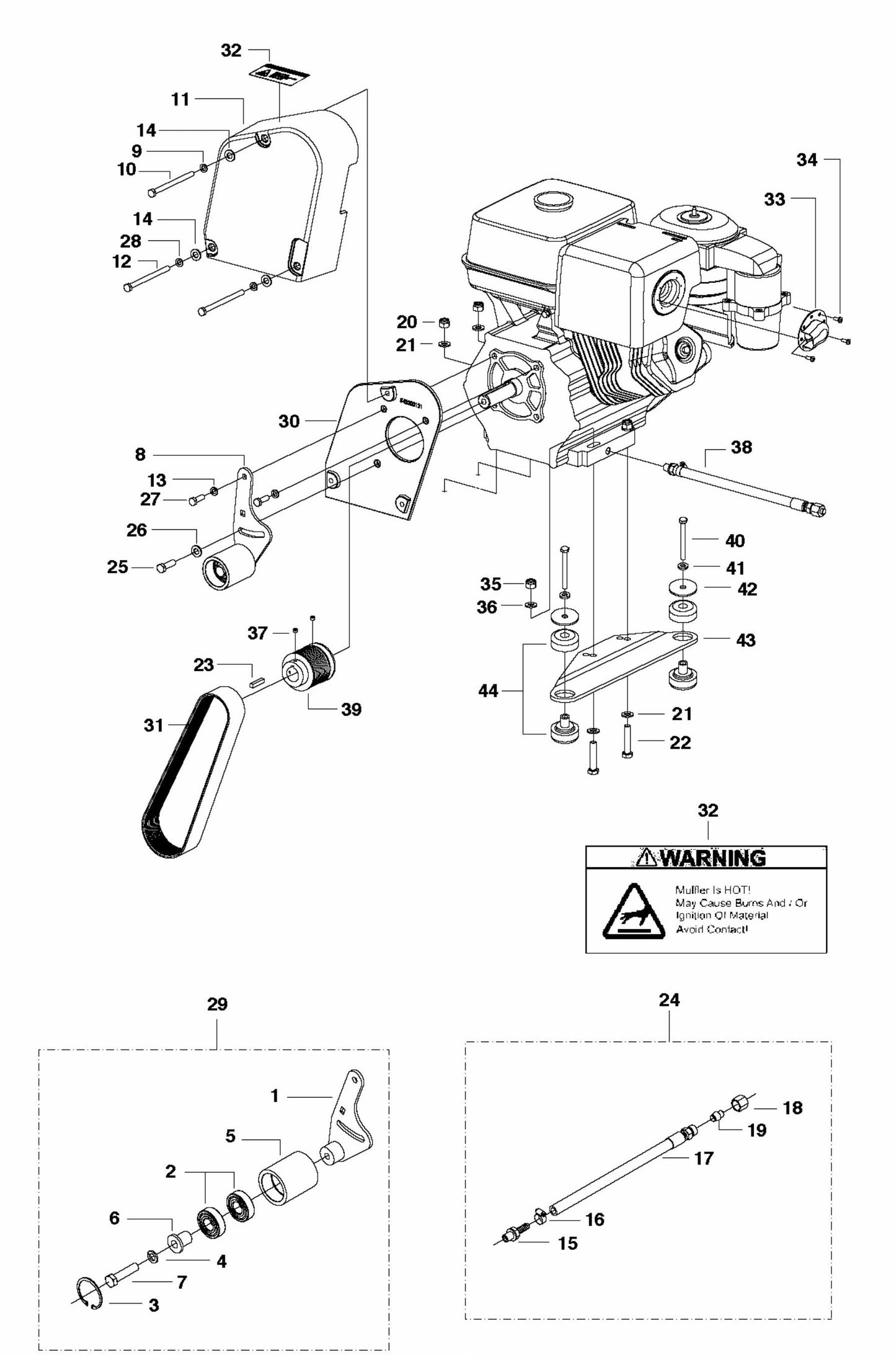 FS513 Engine and Idler 13 HP Assembly Parts