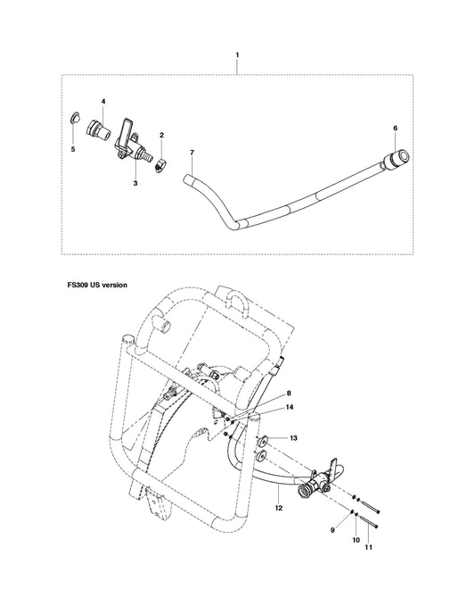 Water System Parts for FS309 By Husqvarna
