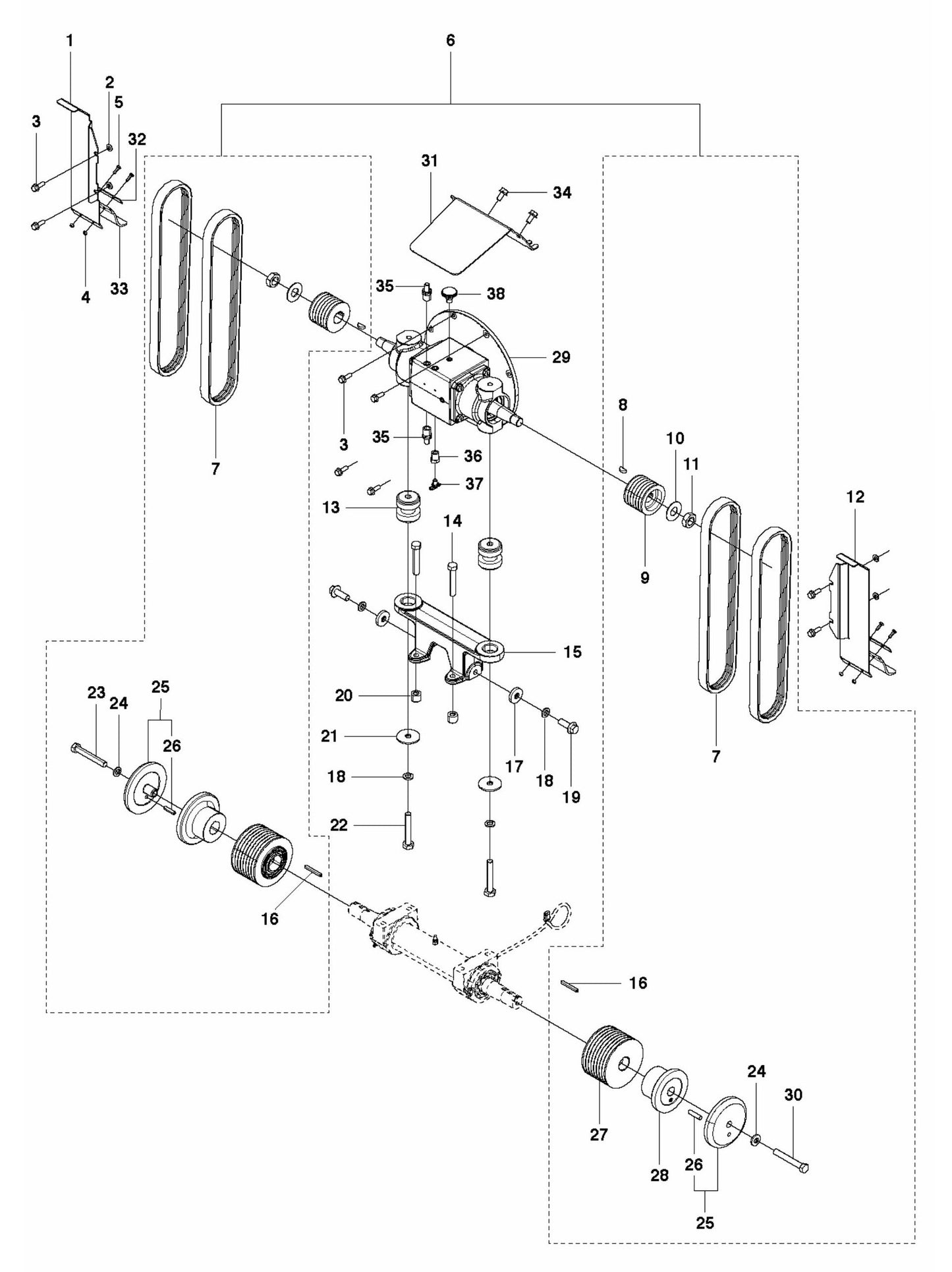 FS5000D Gear Box 1-Speed Assembly Parts by Husqvarna