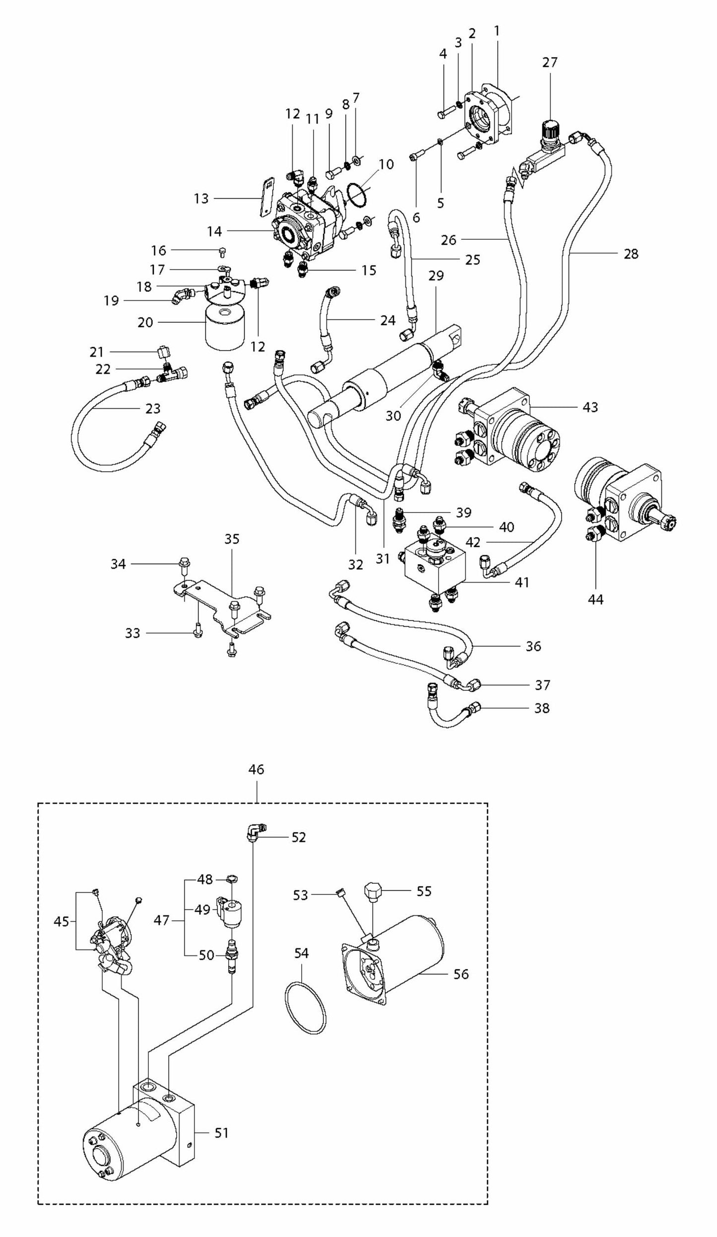 FS5000D Hydraulic System Assembly Parts by Husqvarna