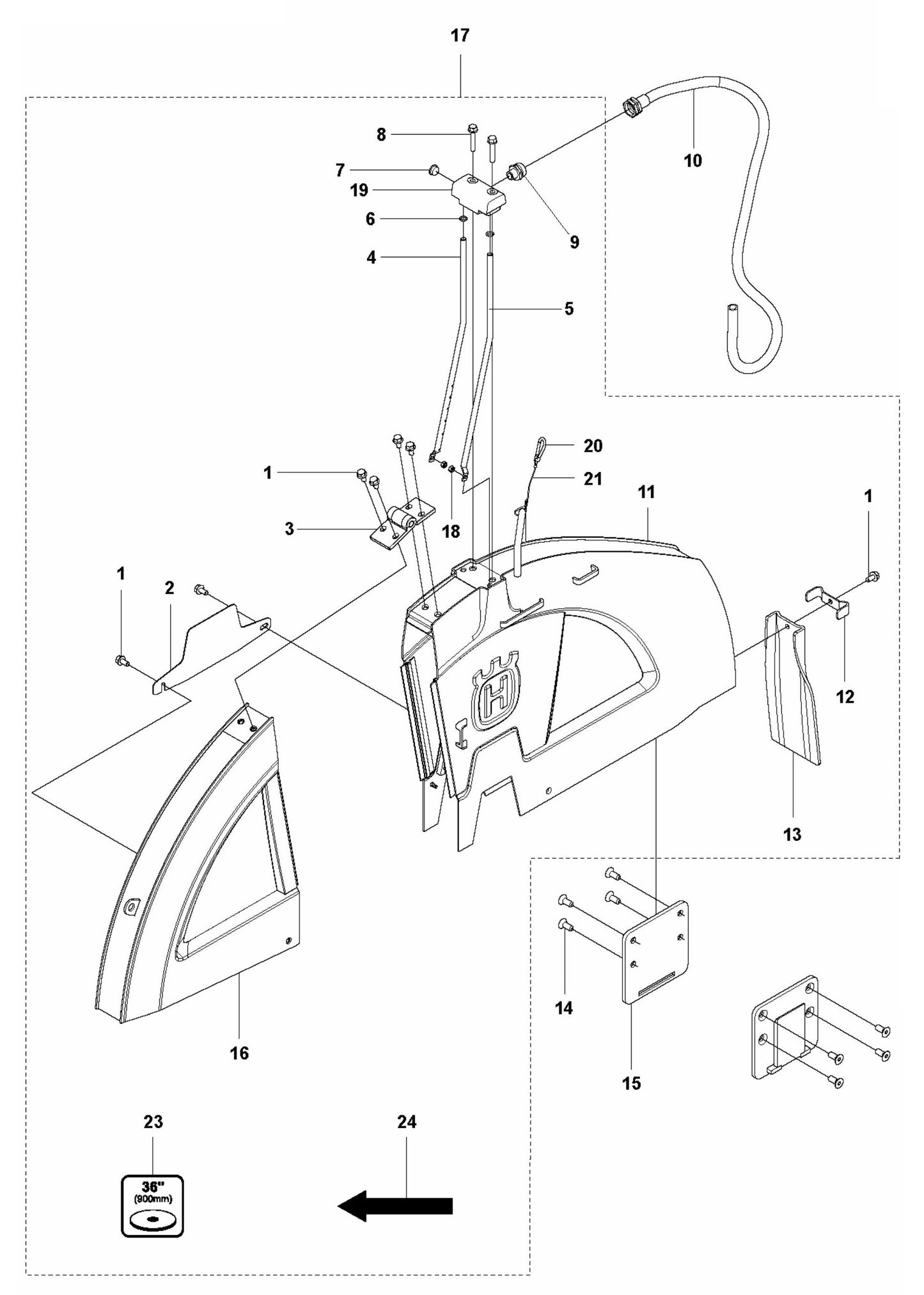 FS7000 DL Blade Guard 36" Assembly Parts