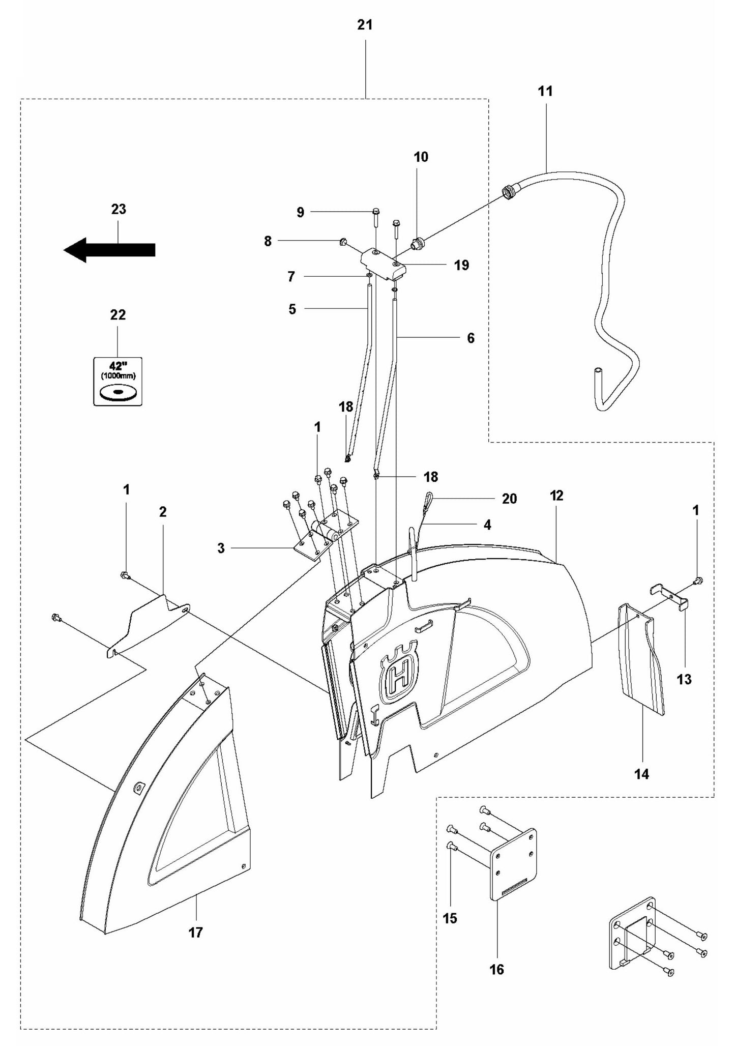 FS7000 DL Blade Guard 42" Assembly Parts