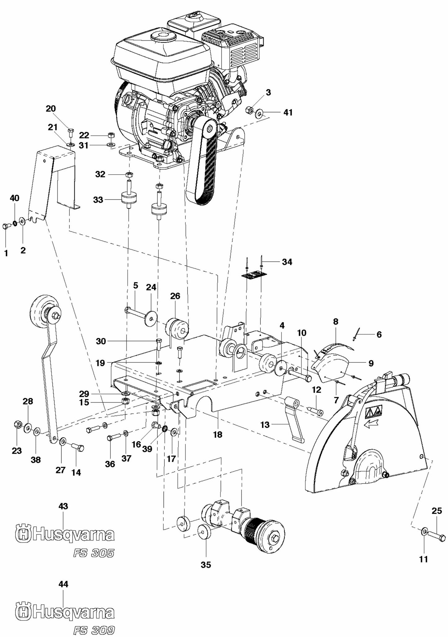 FS305 Cutting Bridge Assembly Parts by Husqvarna