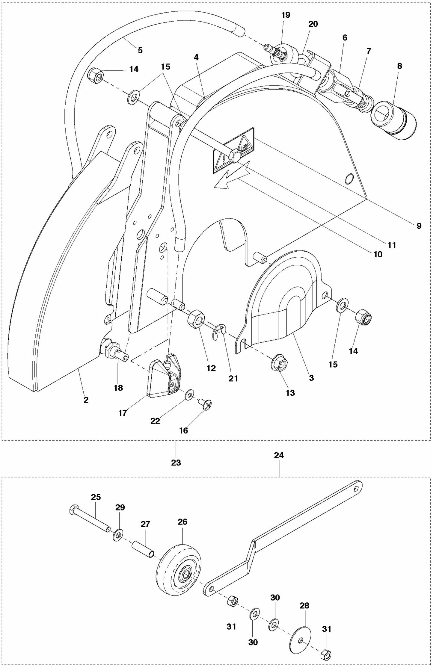 FS309 Blade Guard Assembly Parts by Husqvarna