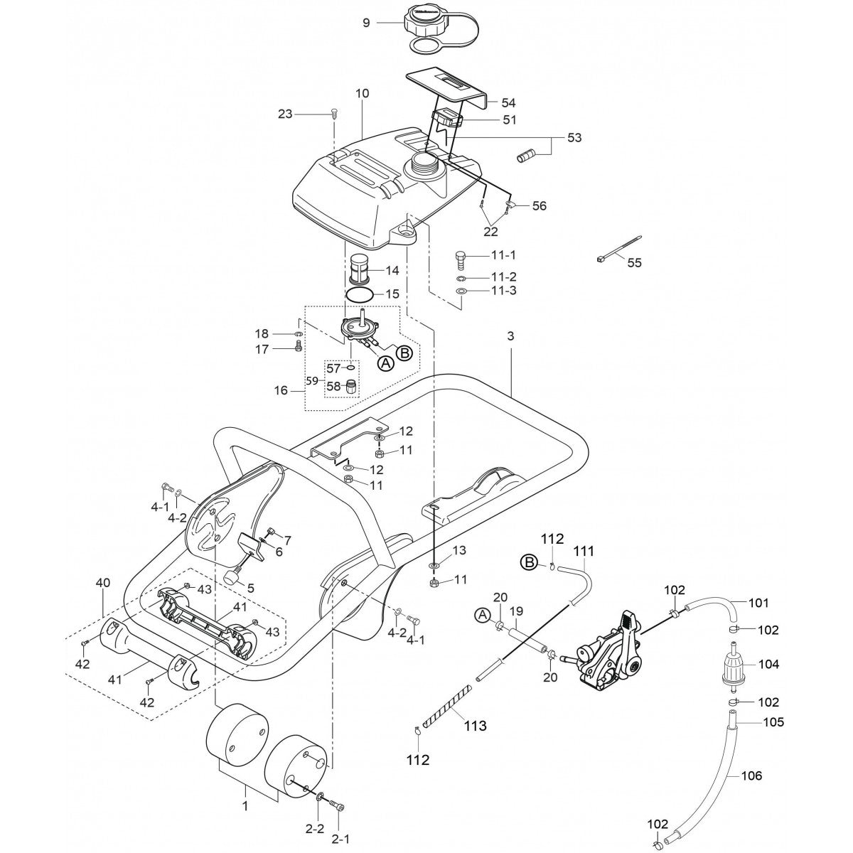 MTX70HD Fuel Tank And Handle Assembly Parts
