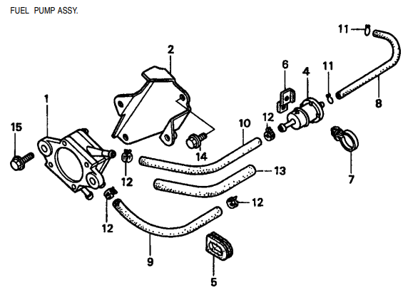 GA97HZ GA-9.7 HZ —HONDA GX610K1 ENGINE — Fuel Pump Assembly Parts By Multiquip