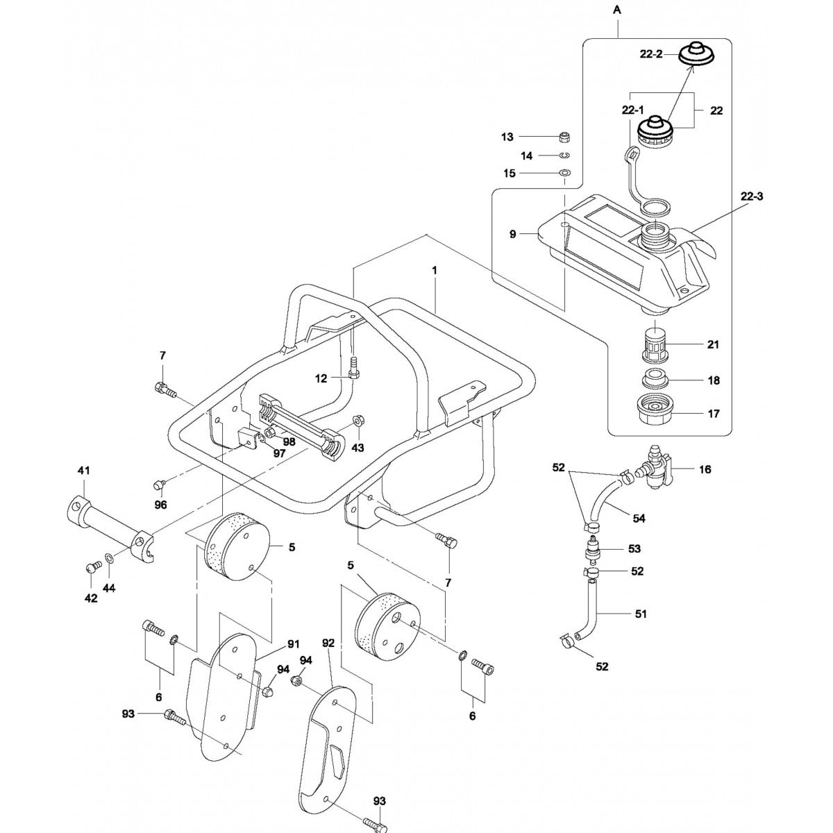 MT74FAF Guide Fuel Tank And Handle Assembly Parts