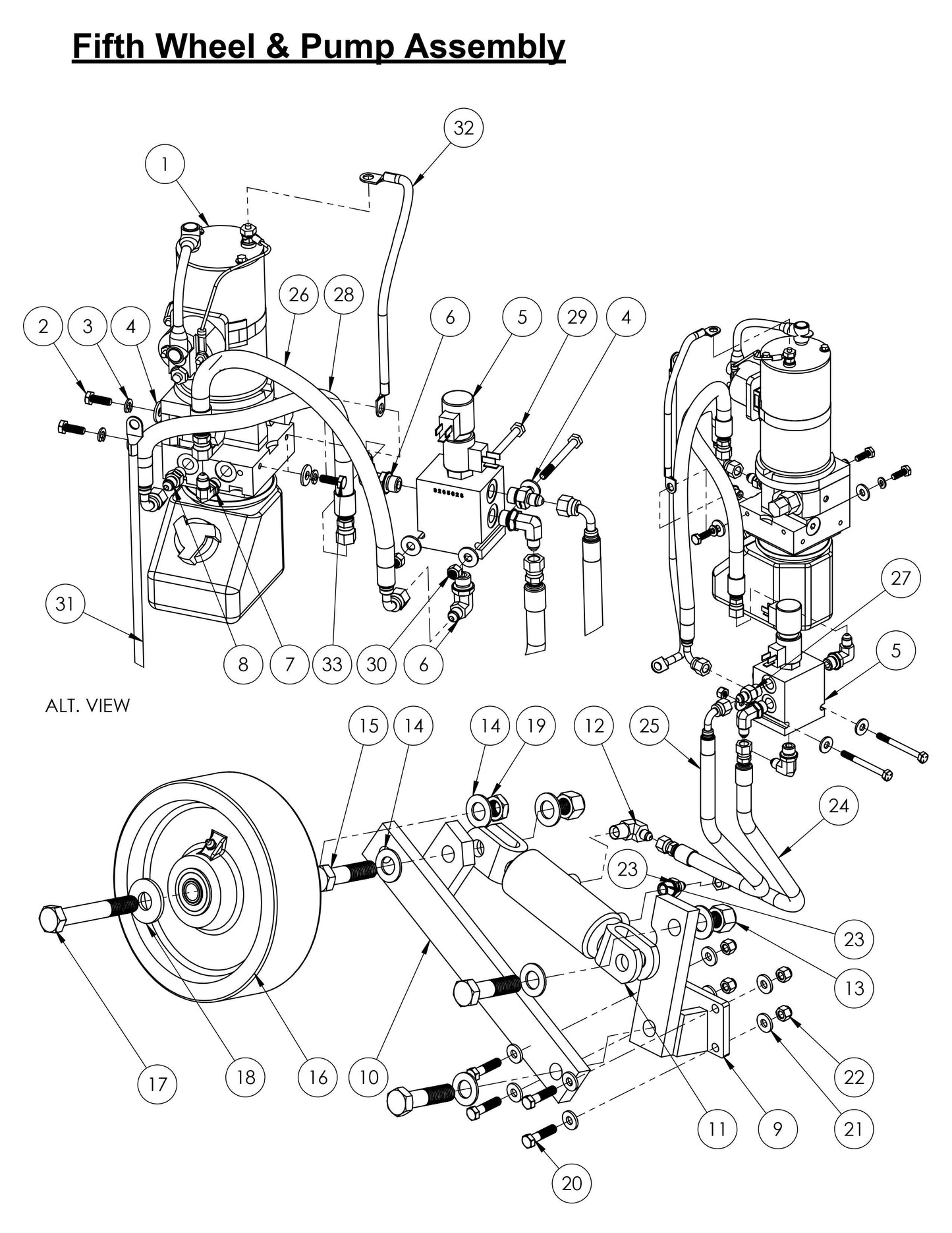CC-110D-SS / CC-110D-DC Fifth Wheel & Pump Assembly Parts