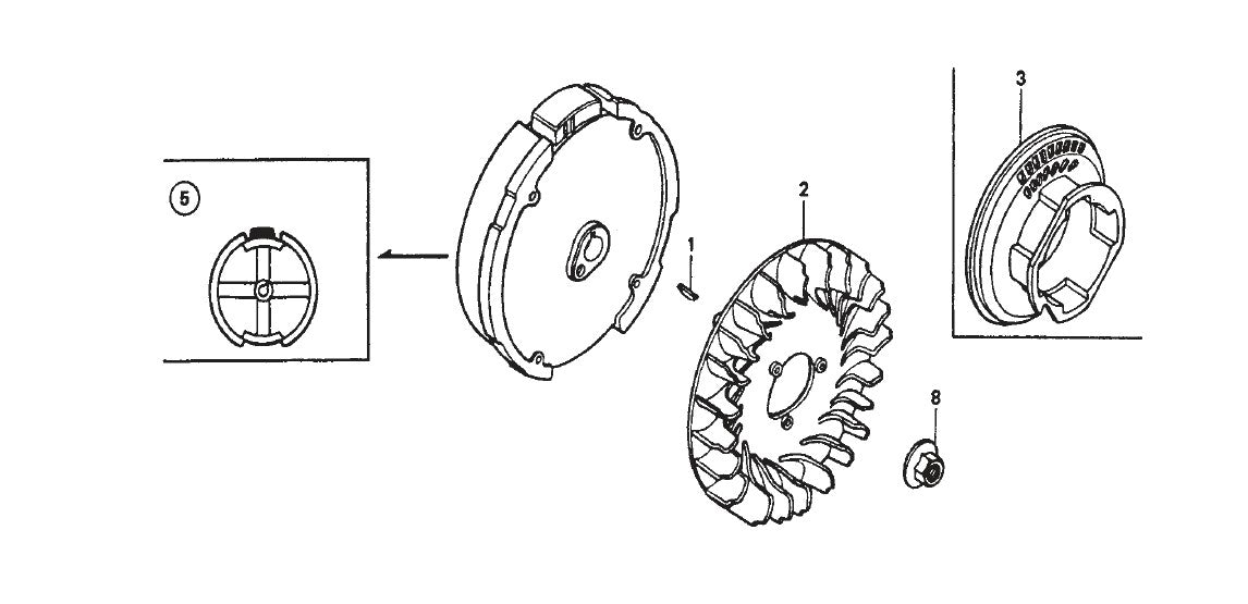 Flywheel Assembly Parts for JA Series Trowels by Multiquip Whiteman