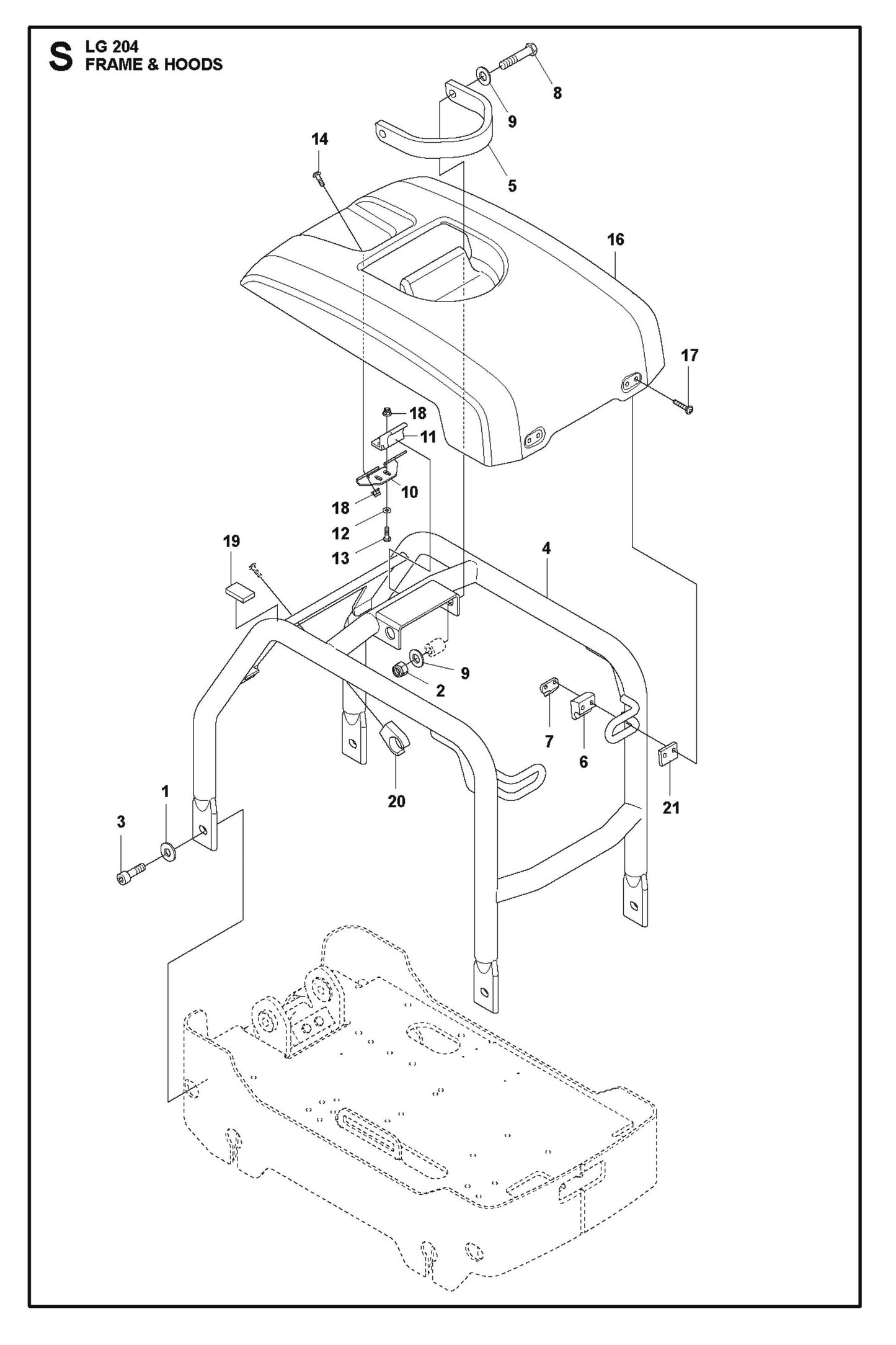 Frame and Hoods Parts For LG 204 Petrol By Husqvarna