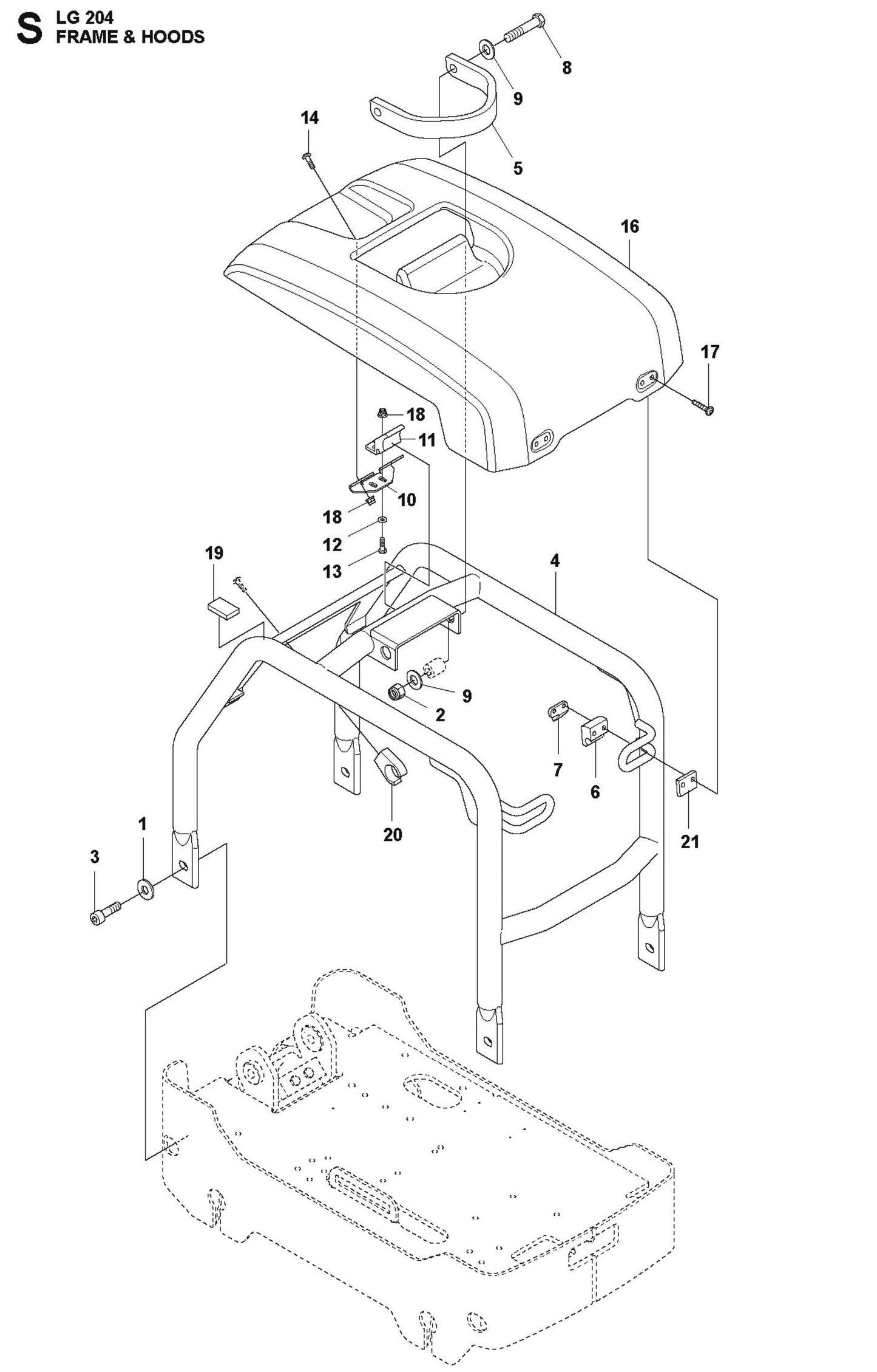 Frame and Hoods Parts For LG 204 Diesel By Husqvarna