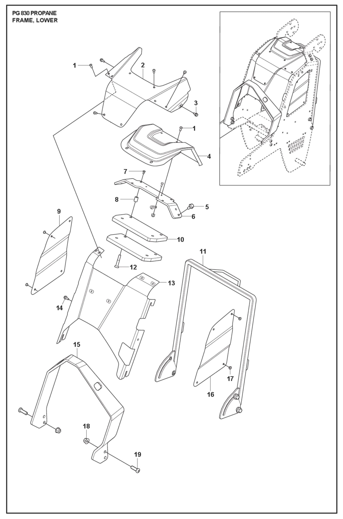 Frame, Lower Parts For PG 830 P by Husqvarna