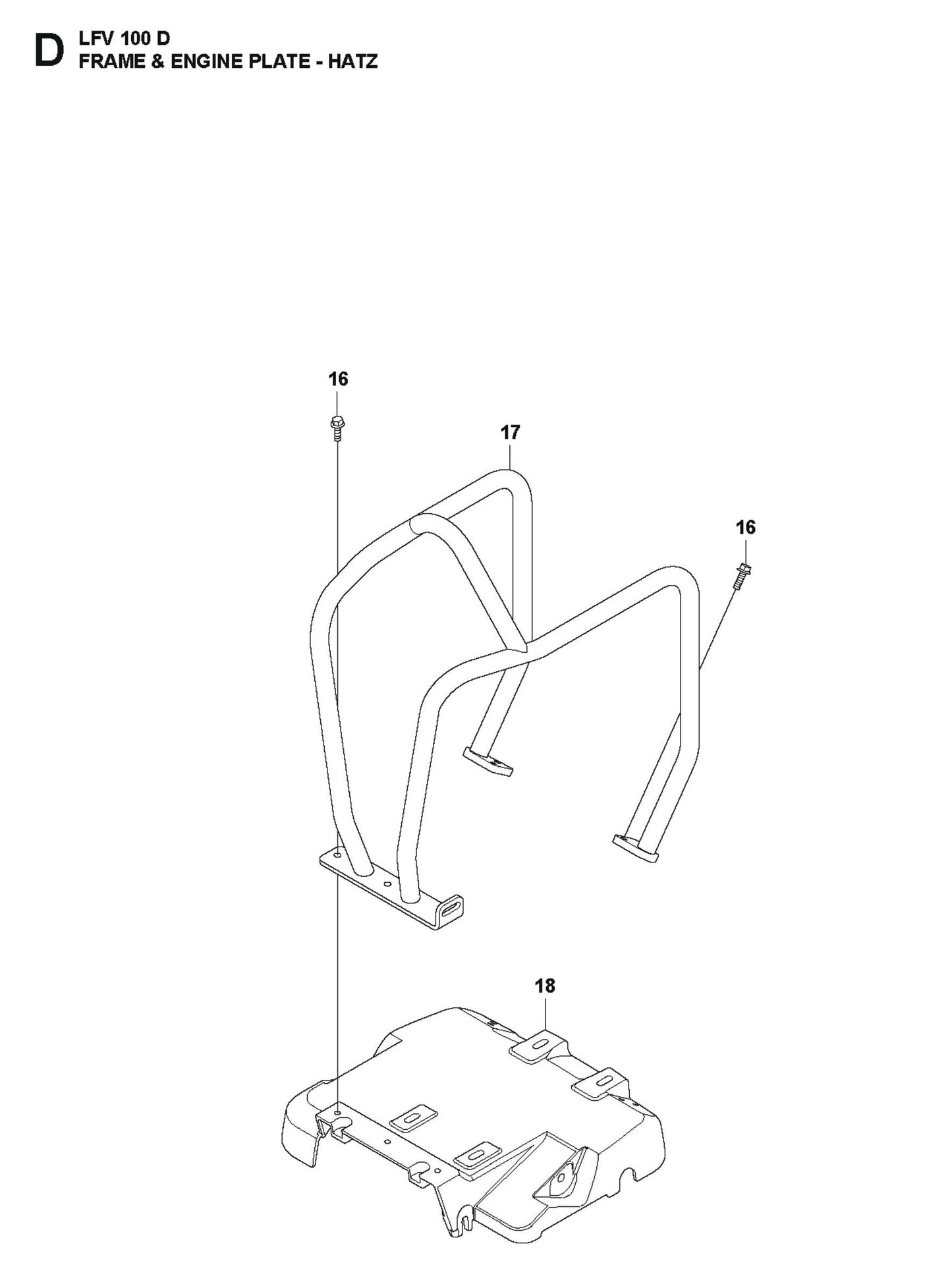 Frame And Engine Plate-Hatz Parts For LFV 100 D By Husqvarna