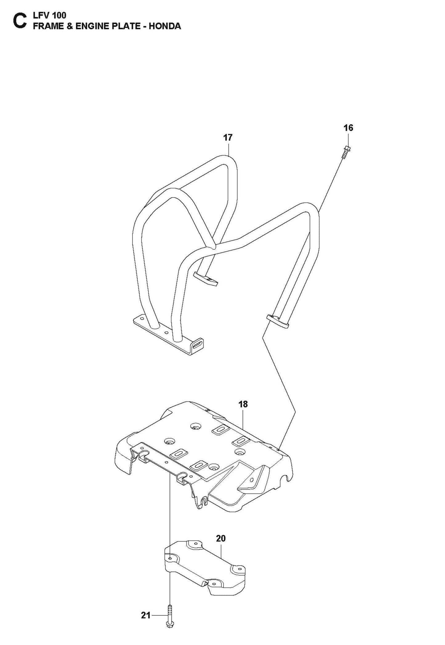 Frame And Engine Plate-Honda Parts For LFV 100 D By Husqvarna