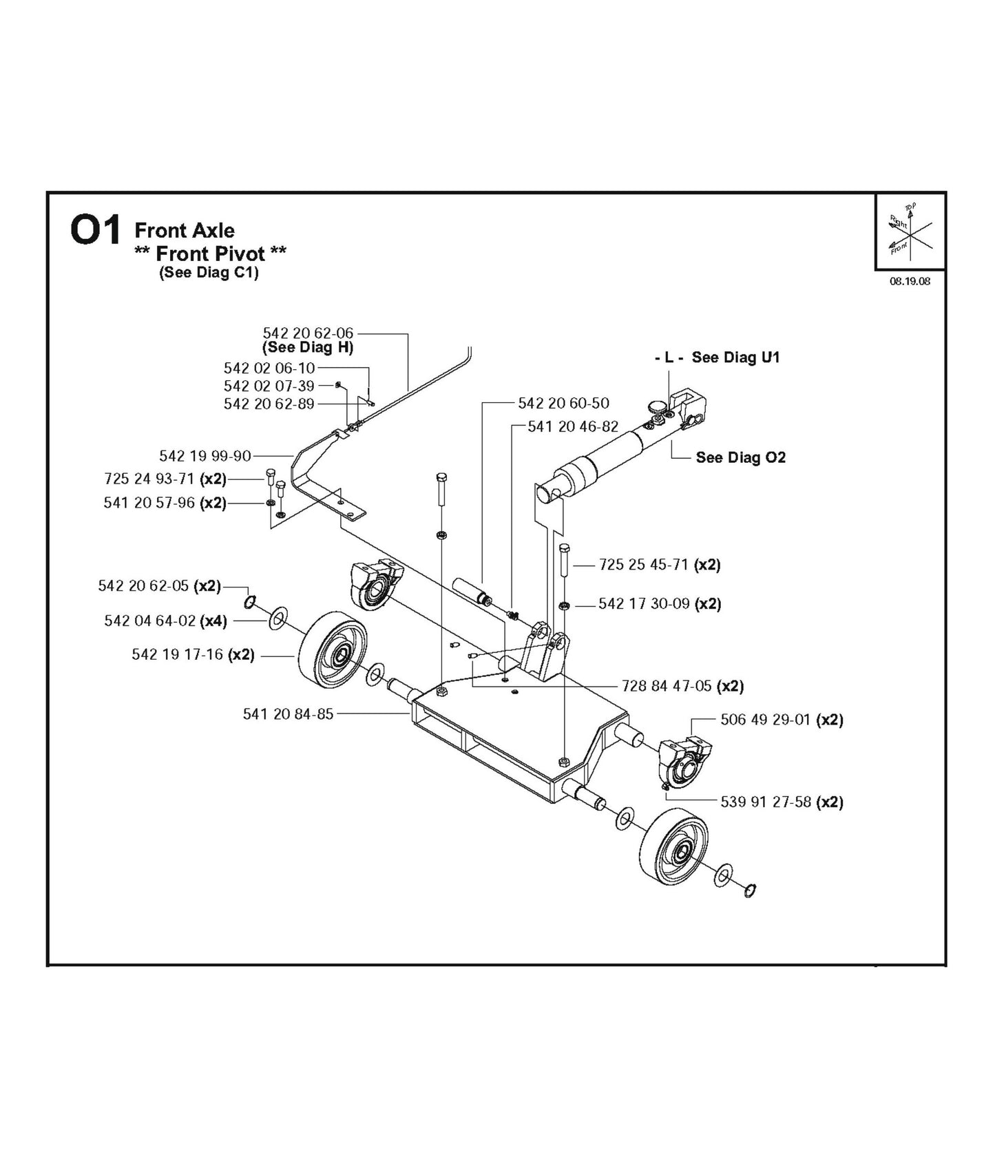 Front Axle-Front Pivot Parts for FS4800 D By Husqvarna