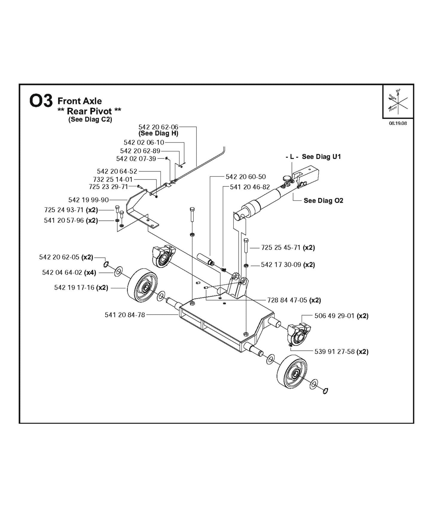 Front Axle-Rear Pivot Parts for FS4800 D By Husqvarna