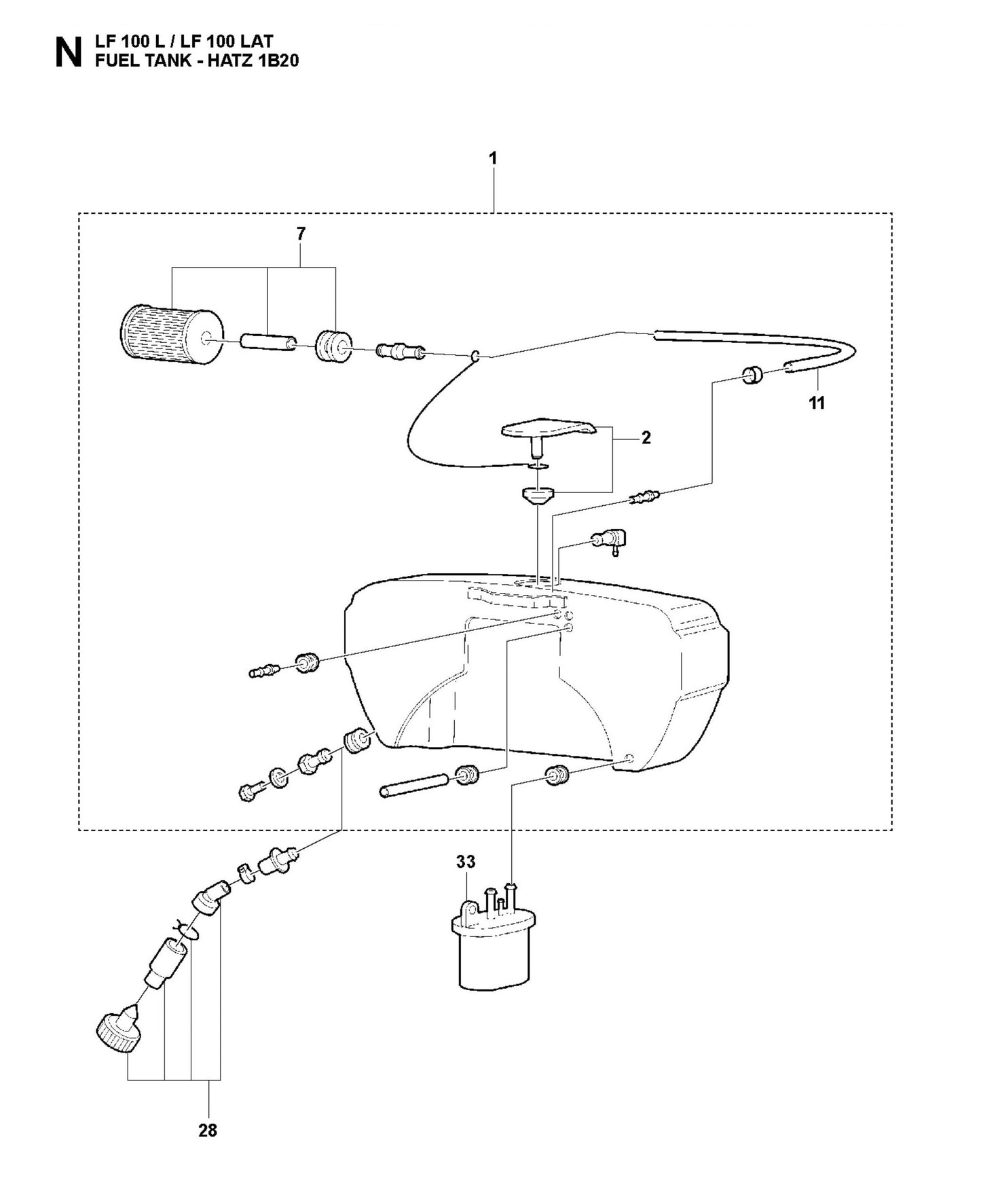Fuel Tank-Hatz 1B20 Parts For LF 100 LAT Petrol By Husqvarna
