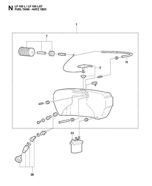 Fuel Tank-Hatz 1B20 Parts For LF 100 LAT Petrol By Husqvarna