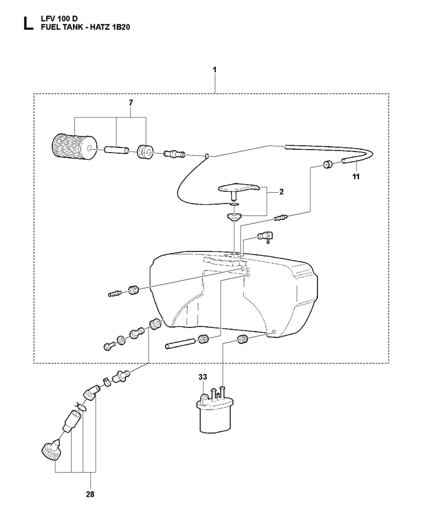 Fuel Tank-Hatz 1B20 Parts For LFV 100 By Husqvarna