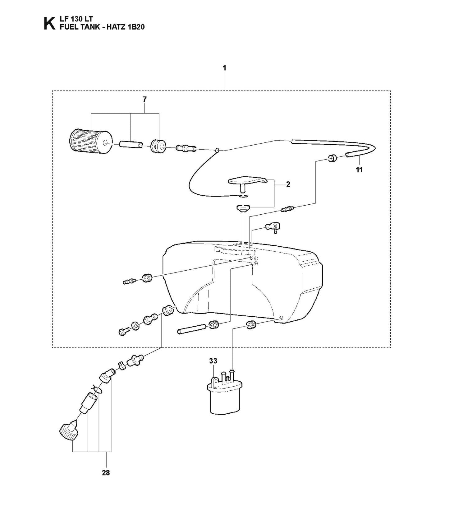 Fuel Tank-Hatz 1B20 Parts For LF 130 LT Petrol By Husqvarna