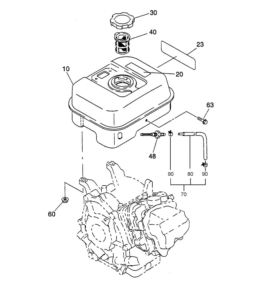 Fuel Tank Assembly Parts for J36S60 Trowels by Multiquip Whiteman
