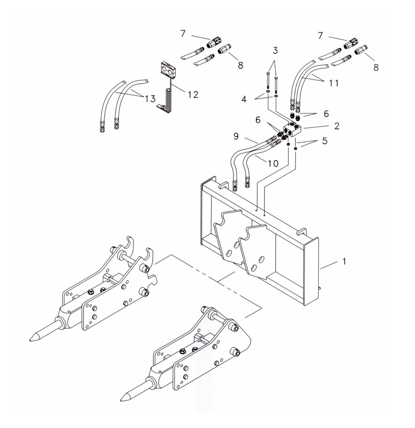 Fx35 (Serial No.1001 & Up) Universal Quick Attach Bracket Assembly-1 Parts