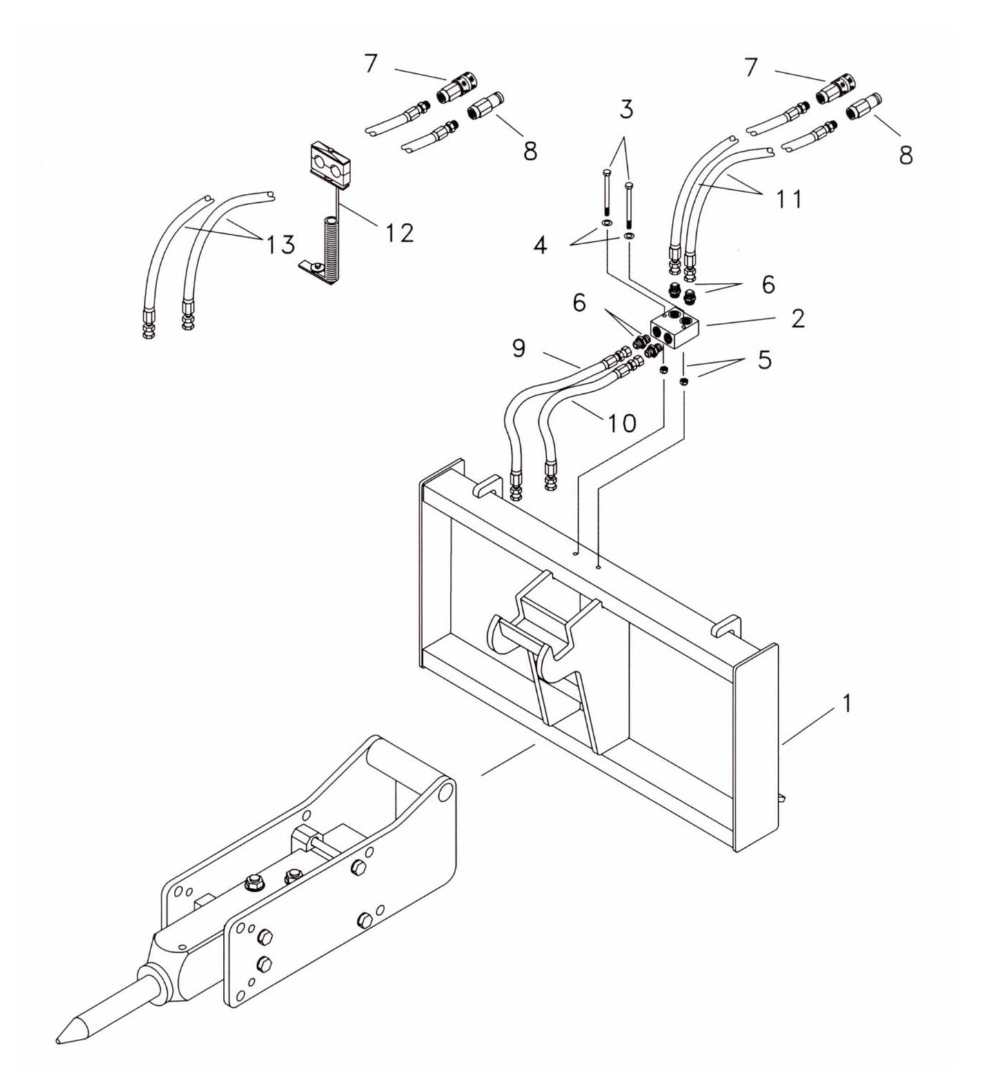 Fx35 (Serial No.1001 & Up) CP Universal Quick Attach Bracket Assembly Parts