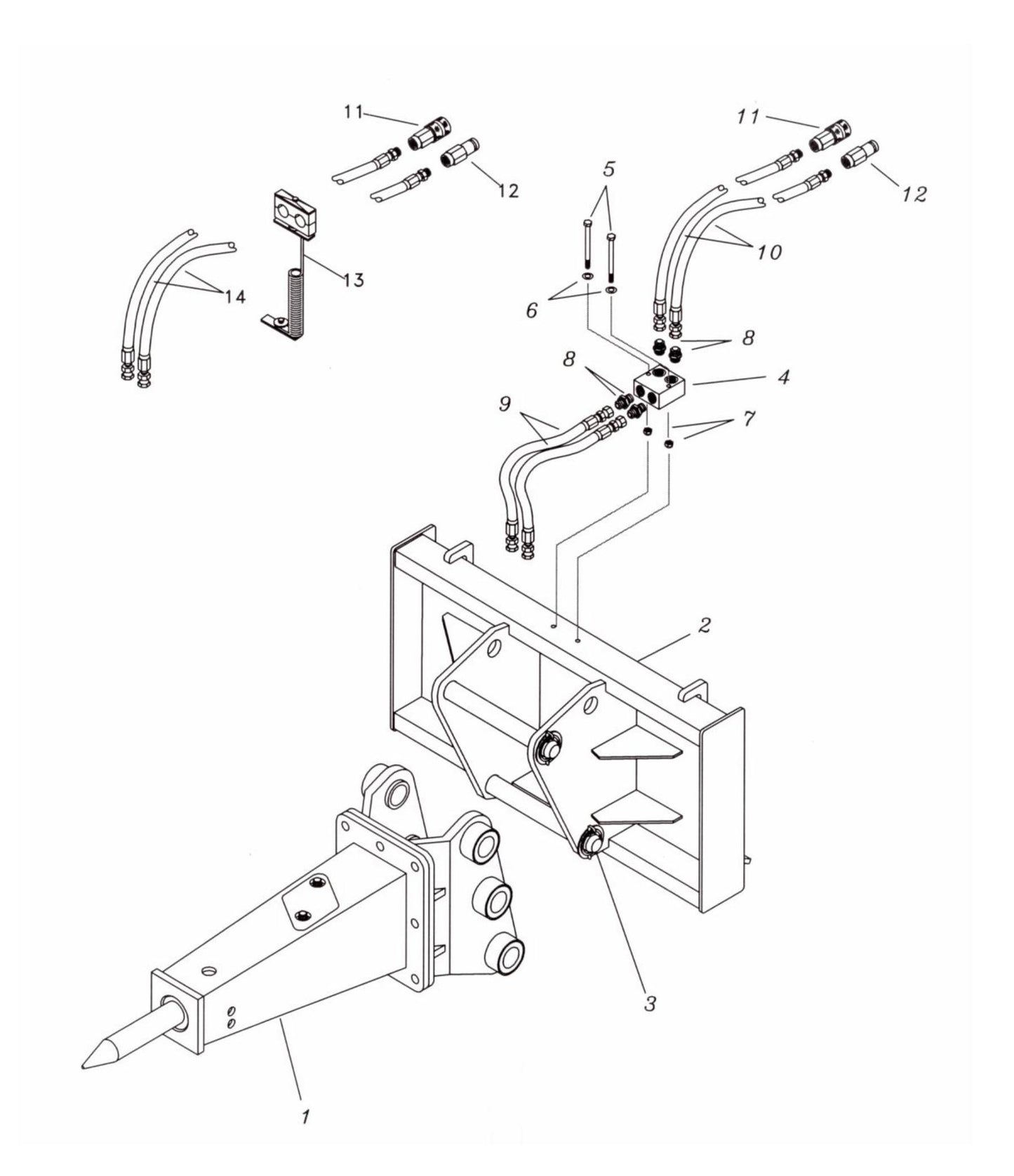 Fx35 (Serial No.1001 & Up) Universal Quick Attach Bracket Assembly-2 Parts