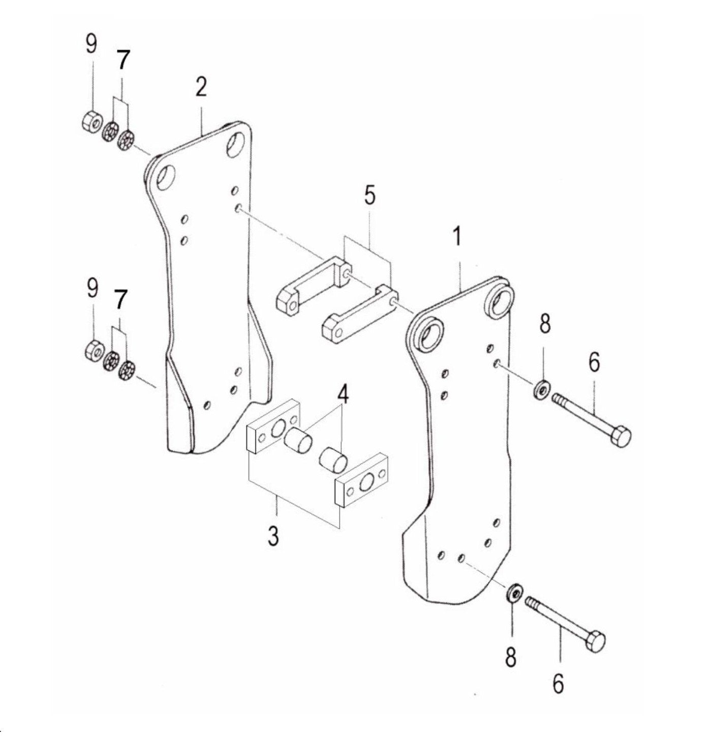 Fx35 (Serial No.1001 & Up) Mini-Excavator Side Plate Mounting Assembly Parts