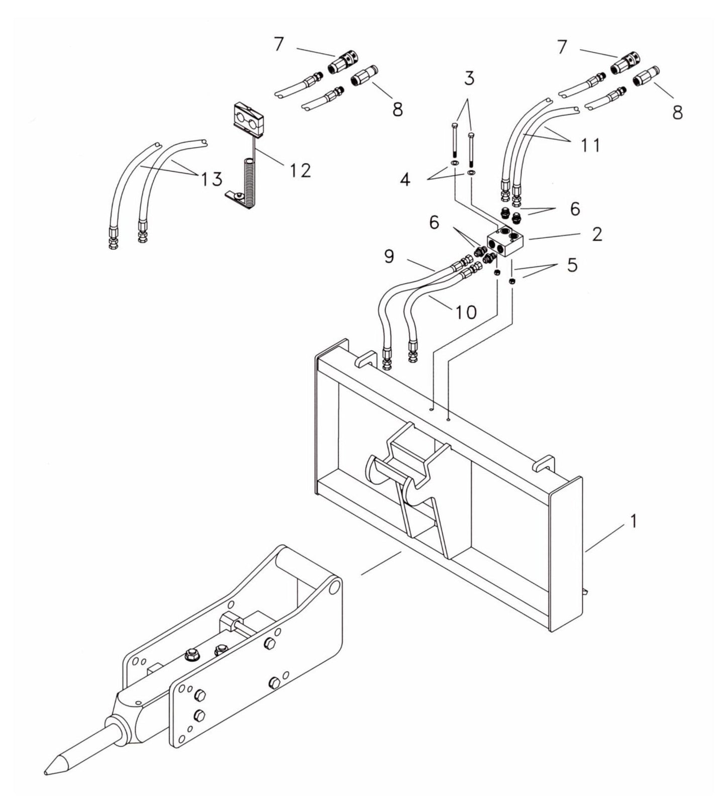 Fx45 (Serial No.1001 & Up) CP Universal Quick Attach Bracket Assembly Parts