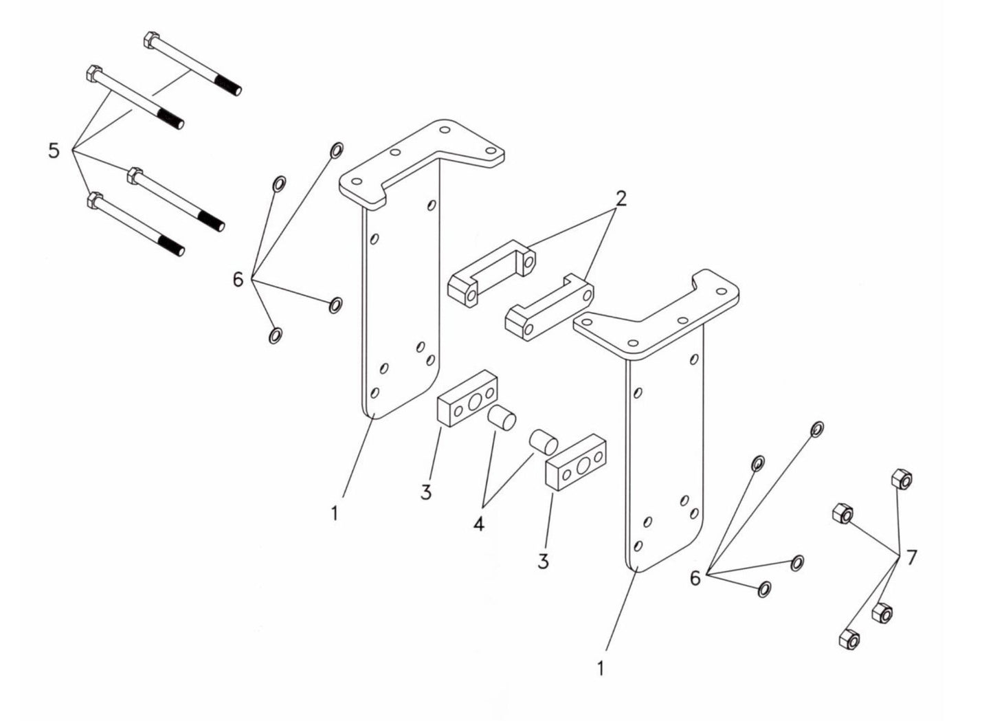 Fx45 (Serial No.1001 & Up) Flange Side Plate Mounting Assembly Parts