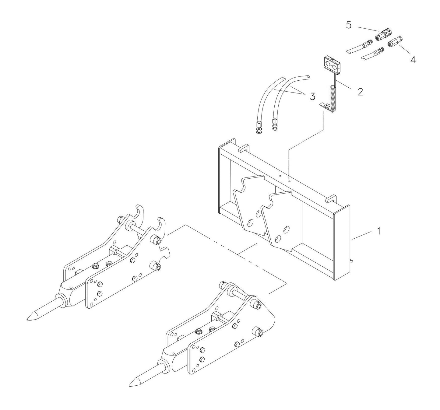 Fx55 (Serial No.1001 and Up) ME Two-Position (Pin-On) Universal Quick Attach Bracket Assembly Parts